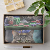 Koningin van de tafel, kat speelt kaarten tissuepapier (Geschenk)