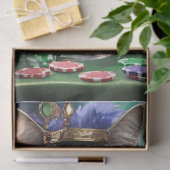 Koningin van de tafel, kat speelt kaarten tissuepapier (Geschenk)