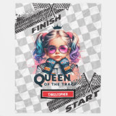 Koningin van de Track Racing Sport Auto Verjaardag Fleece Deken (Voorkant)