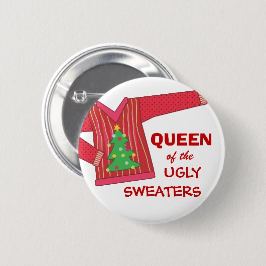 Koningin van de Ugly Sweaters Holiday Button (Voorkant /achterkant)