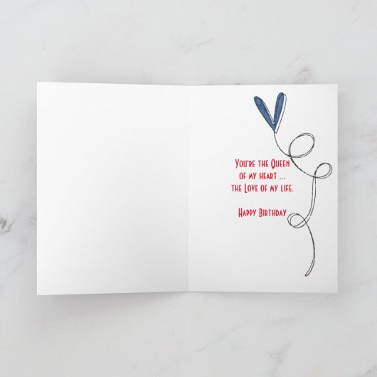 Koningin van de Verjaardag van Harten Kaart (Binnen)