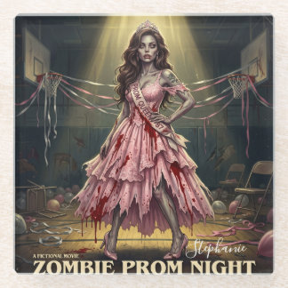 Koningin van de Vintage Zombie Balavond Glazen Onderzetter