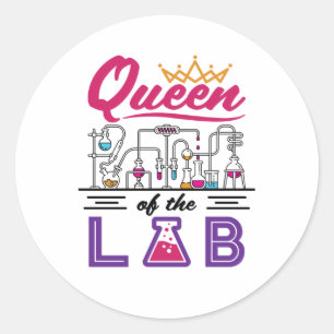 koningin van de wetenschapswetenschapper van het l ronde sticker