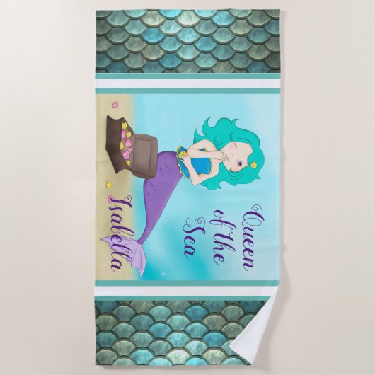 Koningin van de Zee Zeemeermin Strandlaken (Voorkant)
