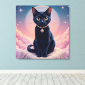 Koningin van de Zwarte Kat hemel Canvas Afdruk (Insitu (Houten vloer))