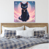 Koningin van de Zwarte Kat hemel Canvas Afdruk (Insitu (Slaapkamer))