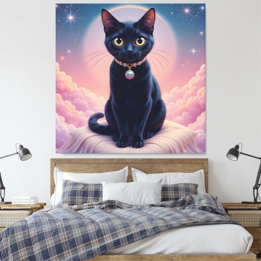 Koningin van de Zwarte Kat hemel Canvas Afdruk (Insitu (Slaapkamer))