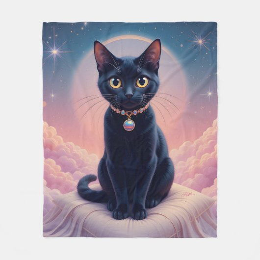 Koningin van de Zwarte Kat hemel Fleece Deken (Voorkant)