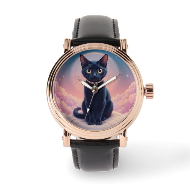 Koningin van de Zwarte Kat hemel Horloge (Voorkant)