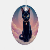 Koningin van de Zwarte Kat hemel Metalen Ornament (Voorkant Rechts)