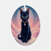 Koningin van de Zwarte Kat hemel Metalen Ornament (Voorkant links)