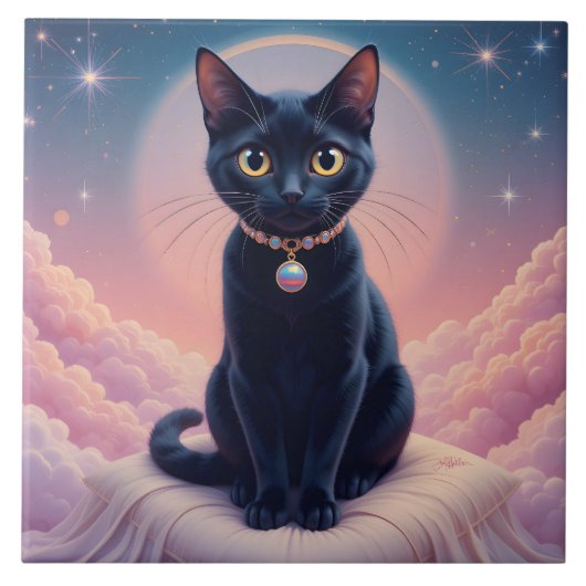 Koningin van de Zwarte Kat hemel Tegeltje (Voorkant)