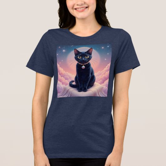 Koningin van de Zwarte Kat hemel Tri-Blend Shirt (Voorkant)
