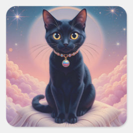 Koningin van de Zwarte Kat hemel Vierkante Sticker
