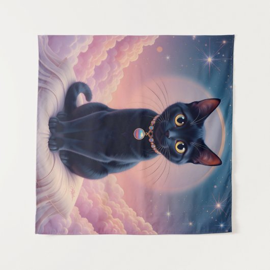 Koningin van de Zwarte Kat hemel Wandkleed (Voorkant (horizontaal))