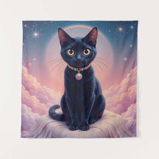 Koningin van de Zwarte Kat hemel Wandkleed (Voorkant)