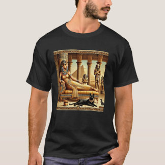Koningin van Egypte op lounge met kat tempel poste T-shirt