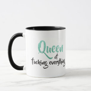 Koningin van f.*alles aanhalen! Zwart en Blauwgroe Mok