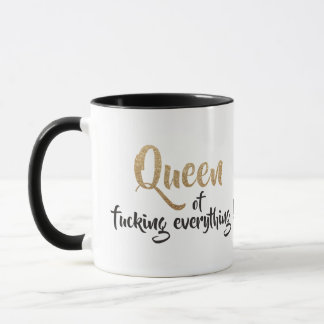 Koningin van f.*alles aanhalen! Zwart en goud Mok