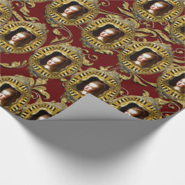 Koningin van Frankrijk Elegant Scarlet Kerstmis Cadeaupapier
