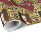 Koningin van Frankrijk Elegant Scarlet Kerstmis Cadeaupapier (Rol Hoek)