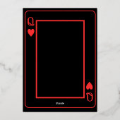 Koningin van hart Zwart Rood Goud Verjaardagsfeest Folie Uitnodiging (Achterkant)