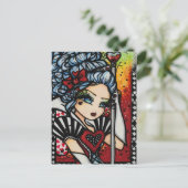 Koningin van Harten Alice Fairy Fantasy Art Girl Briefkaart (Staand voorkant)
