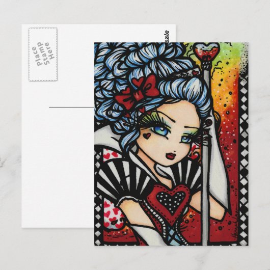 Koningin van Harten Alice Fairy Fantasy Art Girl Briefkaart (Voorkant / Achterkant)