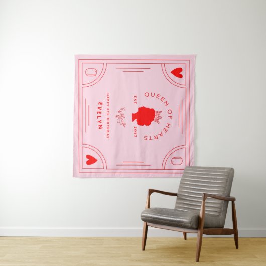 Koningin van Harten Birthday Banner Wandkleed (In Situ (horizontaal))