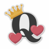 Koningin van Harten Gekroonde Liefdesembleem Sticker (Voorkant)