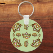 Koningin van Harten Gold Crowns Tiaras green sleut Sleutelhanger (Voorkant)