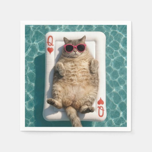 Koningin van Harten Tabby Kat Servet (Voorkant)