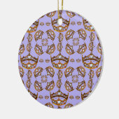 Koningin van Hearts Gold Crown Tiaras periwinkle Keramisch Ornament (Links)