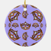 Koningin van Hearts Gold Crown Tiaras periwinkle Keramisch Ornament (Achterkant)