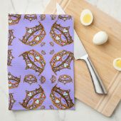 Koningin van Hearts Gold Crown Tiaras periwinkle Theedoek (Quarter Fold)