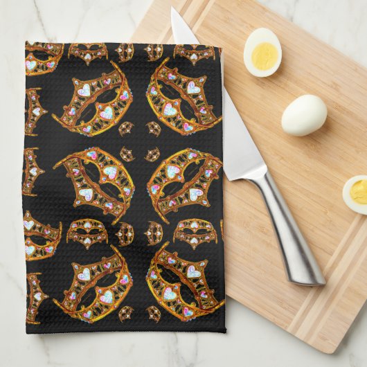 Koningin van Hearts Gold Crown Tiaras zwart Theedoek (Quarter Fold)