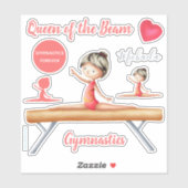 koningin van het Beam Gymnastics Girl gepersonalis Sticker (Vel)