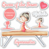 koningin van het Beam Gymnastics Girl gepersonalis Sticker (Voorkant)