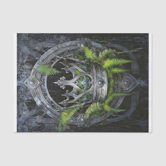 Koningin van het bos, zilveren kroon van varens tissuepapier (Voorkant)