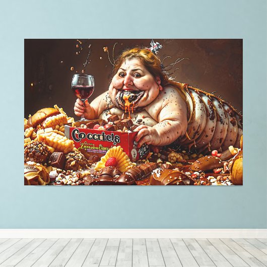 "Koningin van het gulzige verval" Kleurrijk Portre Canvas Afdruk (Insitu (Houten vloer))