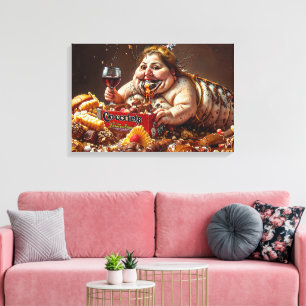 "Koningin van het gulzige verval" Kleurrijk Portre Canvas Afdruk