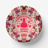 Koningin van het hart Rozen Birthday Papieren Kommen (Voorkant)