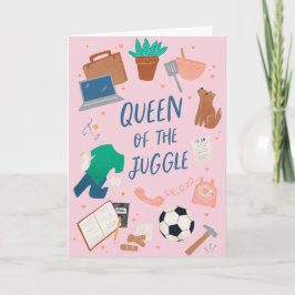 Koningin van het Jongleren Moederdag Wenskaart Kaart