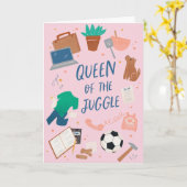 Koningin van het Juggle Moederdag Wenskaart Kaart (Gele Bloem)