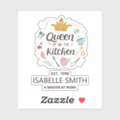 Koningin van het Keuken Custom Naam Ontwerp Sticker (Vel)