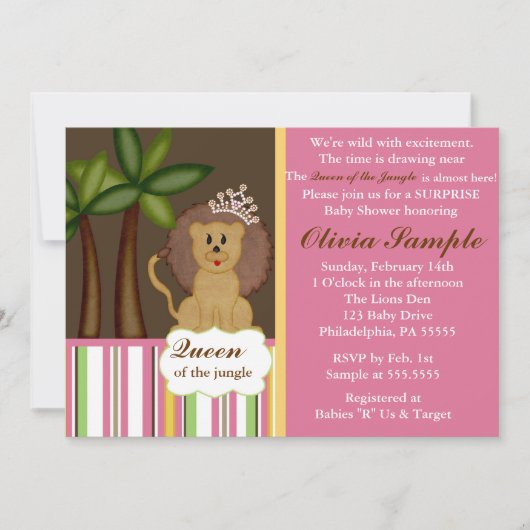 Koningin van het Oerwoud Baby shower Kaart (Voorkant)