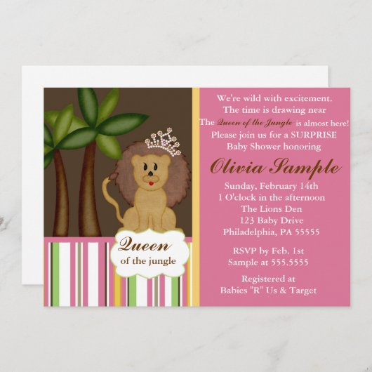 Koningin van het Oerwoud Baby shower Kaart (Voorkant / Achterkant)