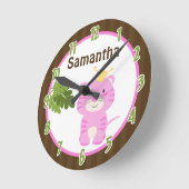Koningin van het Oerwoud Roze Tijger Gepersonalise Ronde Klok (Hoek)