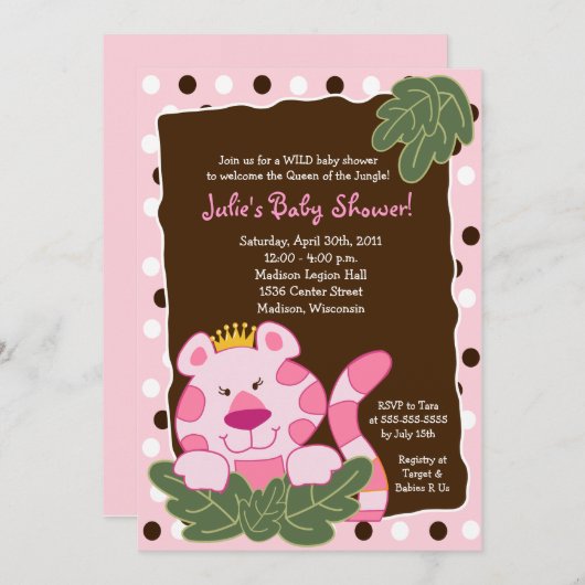 KONINGIN VAN HET OERWOUD TIGER 5x7 Baby shower Kaart (Voorkant / Achterkant)