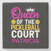 Koningin van het Pickleball Court Persoonlijke naa Stenen Onderzetter (Voorkant)